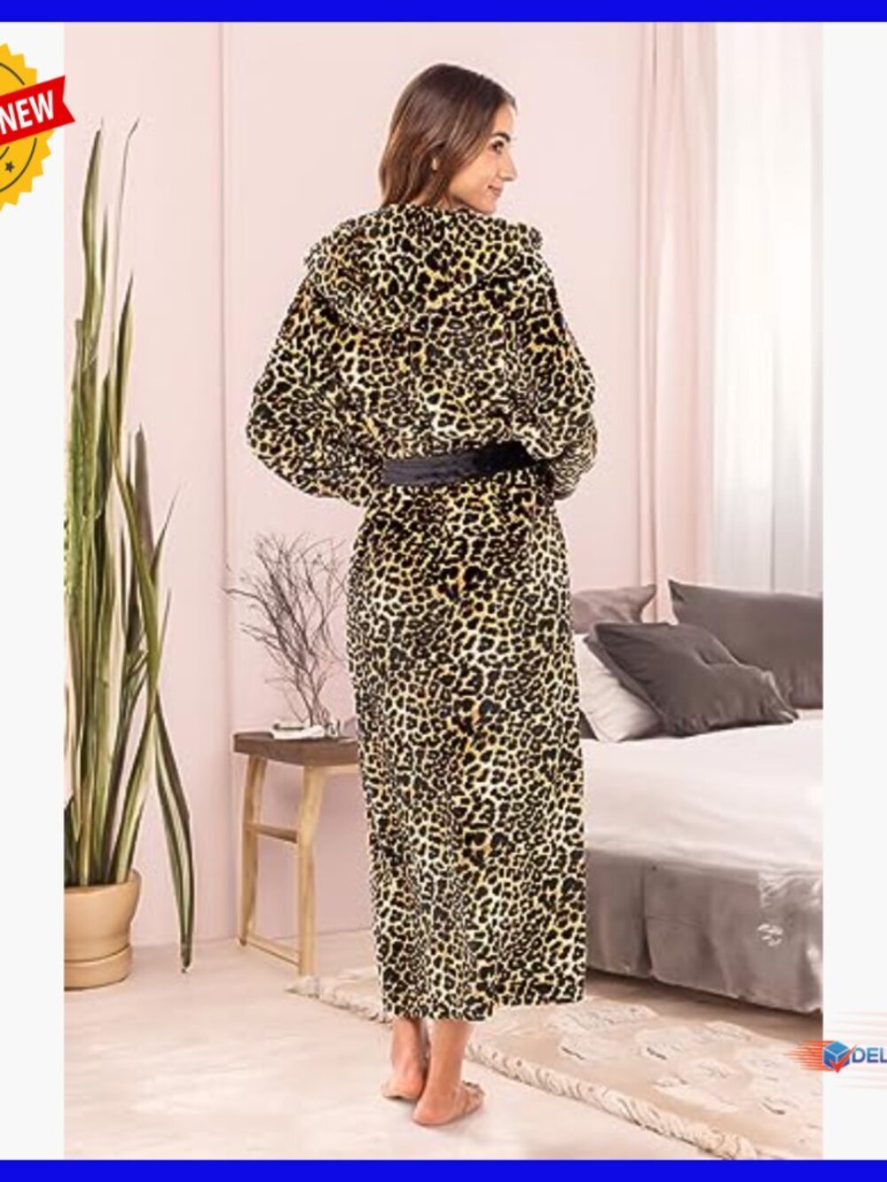 Plush Fleece Robe Women's Long Hooded Bathrobe Plus Size Winter - Picture 3 of 6